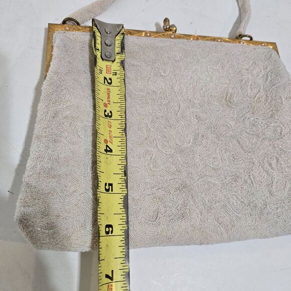 Vintage Art Deco Beaded Purse Bag Kisslock Top Handle 6"x8" READ description - Picture 12 of 12